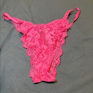 Lace Thong in Vibrant Pink